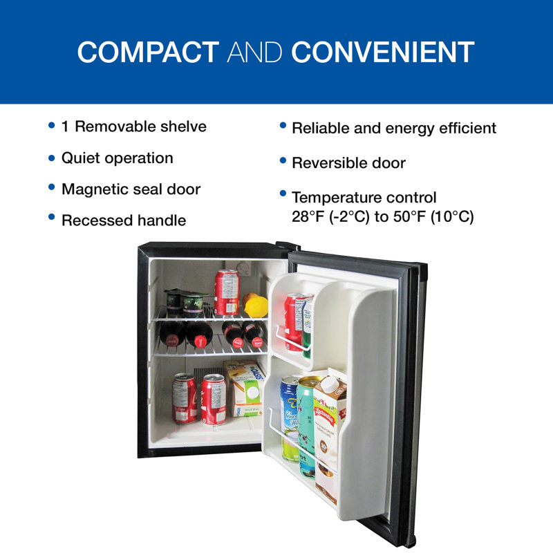 Koolatron Stainless Steel Compact Fridge, 1.76 Cu Ft, 110V AC/12V DC